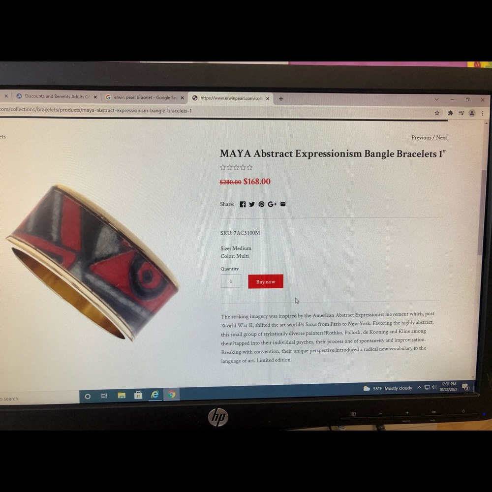 Erwin Pearl Maya Abstract Expression Bangle 1” - image 8